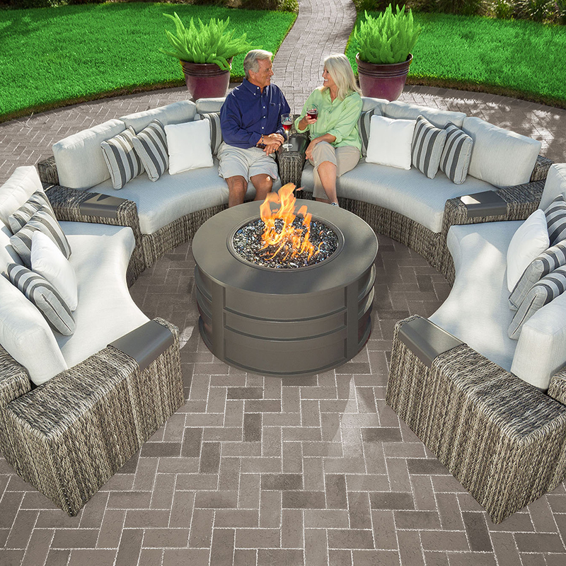 Orsay Curved Sofa Sectional Smoke With, Sectional With Fire Pit